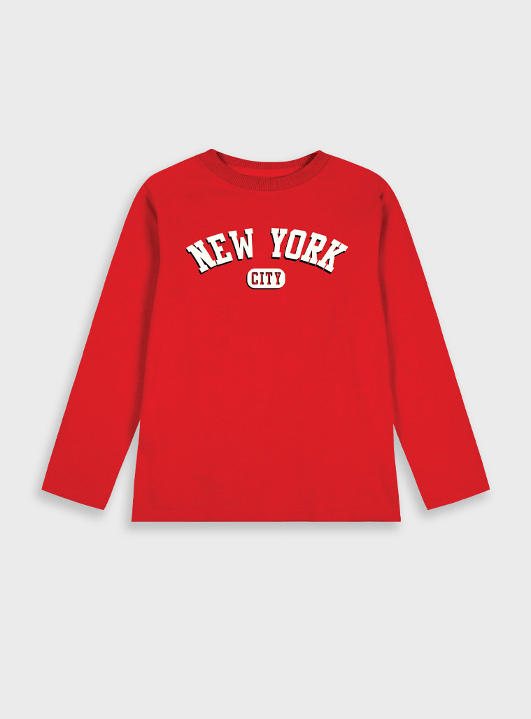 Βαμβακερή μπλούζα μακό με τύπωμα, αγόρι | ΚΟΚΚΙΝΟ Βαμβακερή μπλούζα μακό με τύπωμα, αγόρι | ΚΟΚΚΙΝΟ