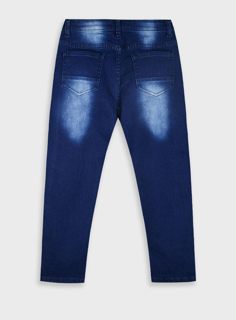 Elastic ripped jeans for boys | BLUE DENIM