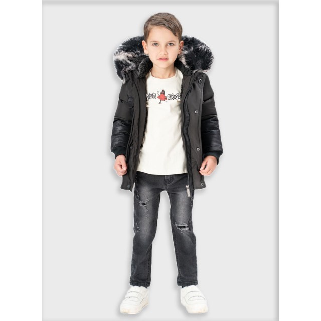 Ελαστικό τζην παντελόνι για αγόρι | ΜΑΥΡΟ ΤΖΗΝ