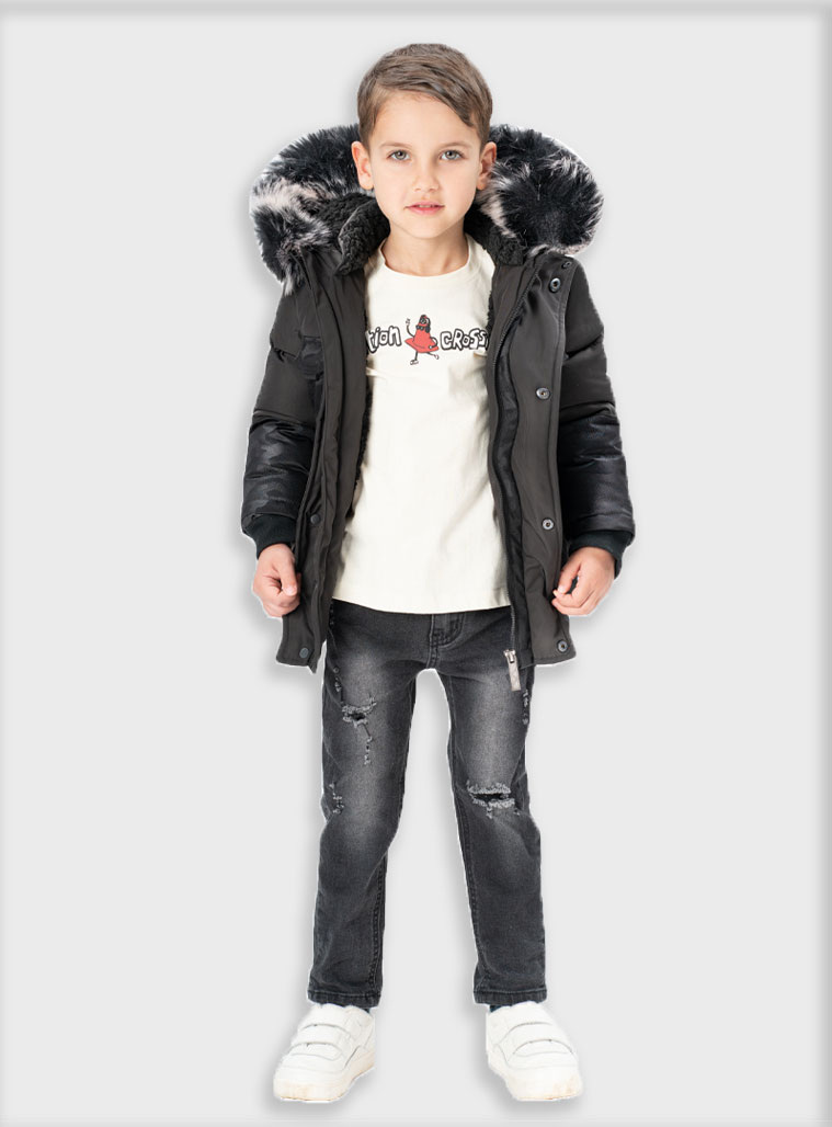 Ελαστικό τζην παντελόνι για αγόρι | ΜΑΥΡΟ ΤΖΗΝ