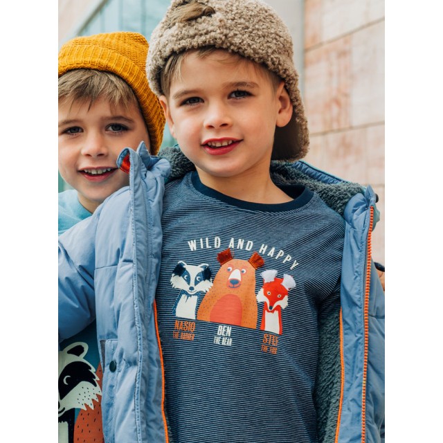 Coat with polar fleece lining for boys | SKY BLUE