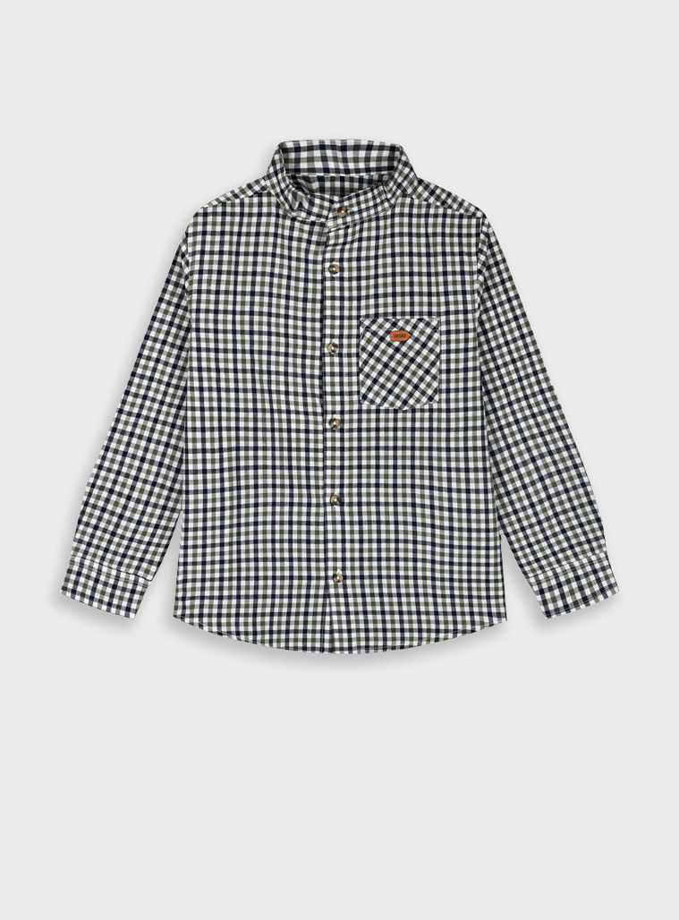 Checkered button up shirt with stand collar for boys | CHECK Checkered button up shirt with stand collar for boys | CHECK