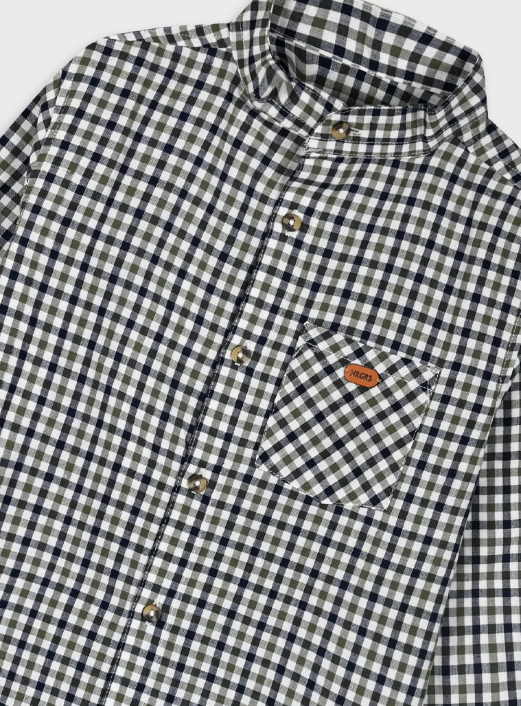 Checkered button up shirt with stand collar for boys | CHECK Checkered button up shirt with stand collar for boys | CHECK