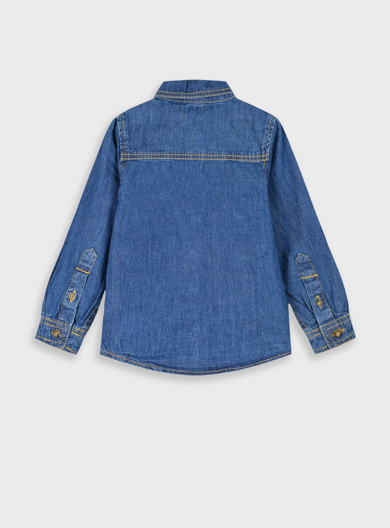 Denim button up shirt for boys | BLUE DENIM