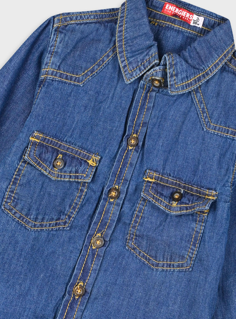 Denim button up shirt for boys | BLUE DENIM