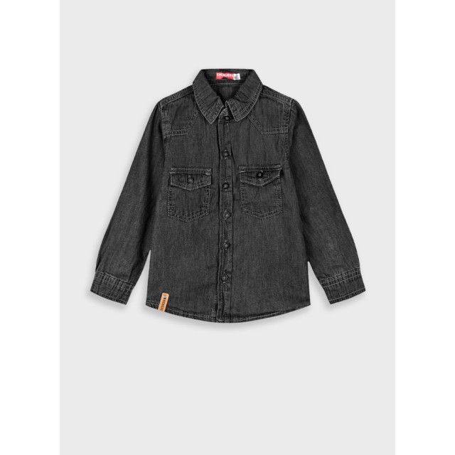 Denim button up shirt for boys | BLACK DENIM