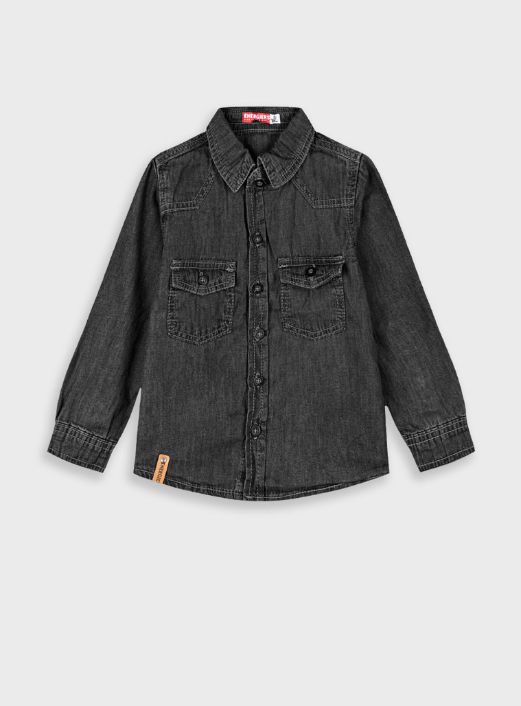 Τζην πουκάμισο με τσέπες για αγόρι | ΜΑΥΡΟ ΤΖΗΝ