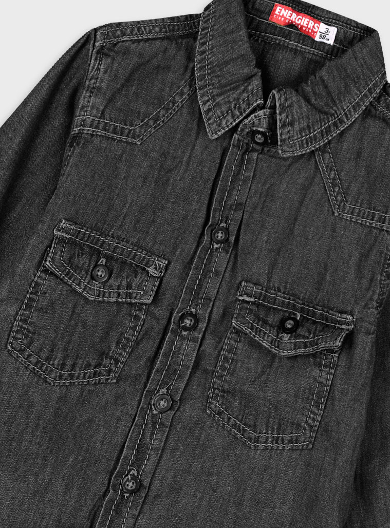 Τζην πουκάμισο με τσέπες για αγόρι | ΜΑΥΡΟ ΤΖΗΝ