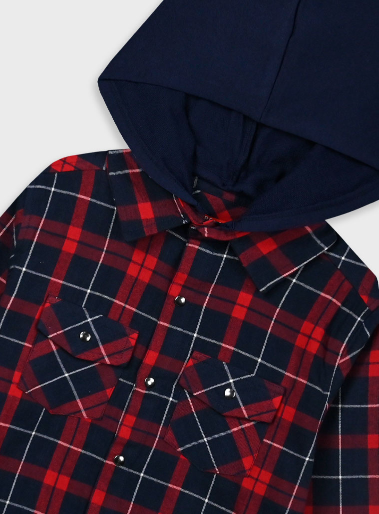 Checkered shirt with removable hood for boys | CHECK