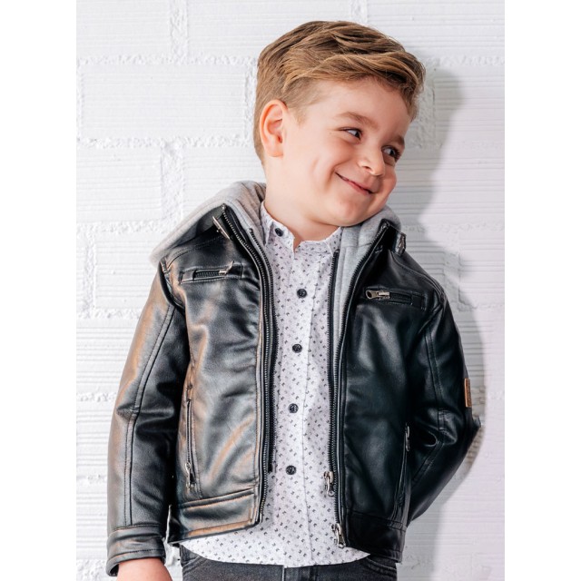 Printed button up shirt for boys | GREY