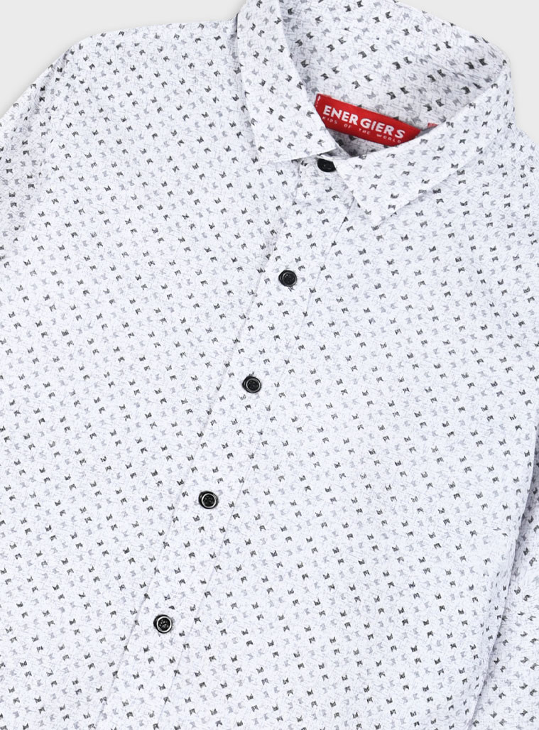 Printed button up shirt for boys | GREY