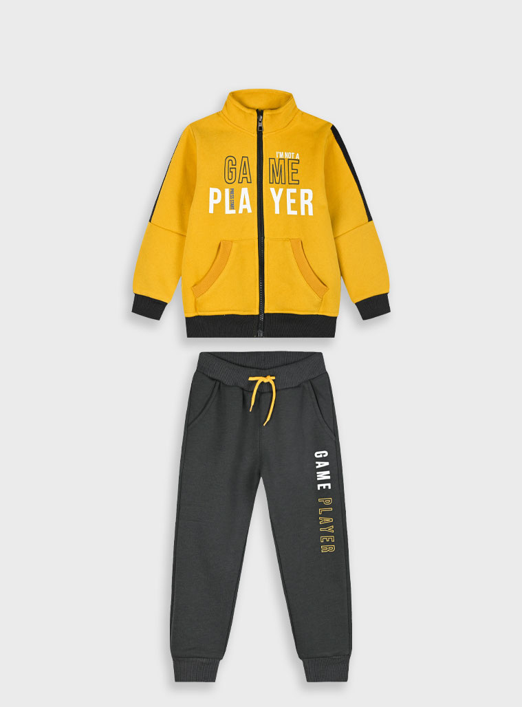 Fleece tracksuit with jacket for boys | ANTHRACITE