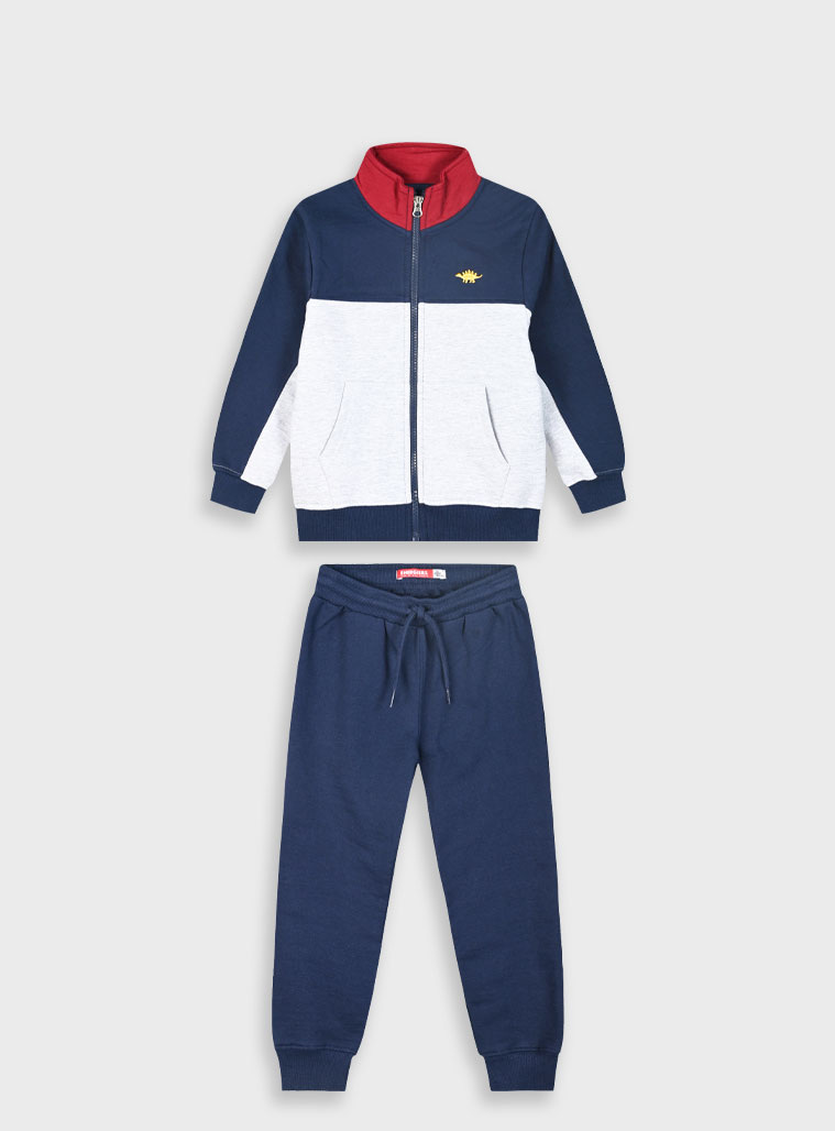 Fleece tracksuit with jacket for boys | GREY MELANGE Fleece tracksuit with jacket for boys | GREY MELANGE