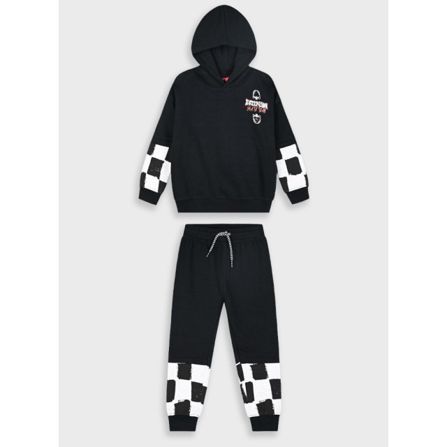 Fleece tracksuit set for boys | BLACK