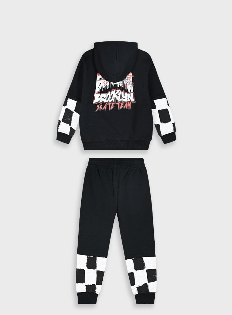 Fleece tracksuit set for boys | BLACK