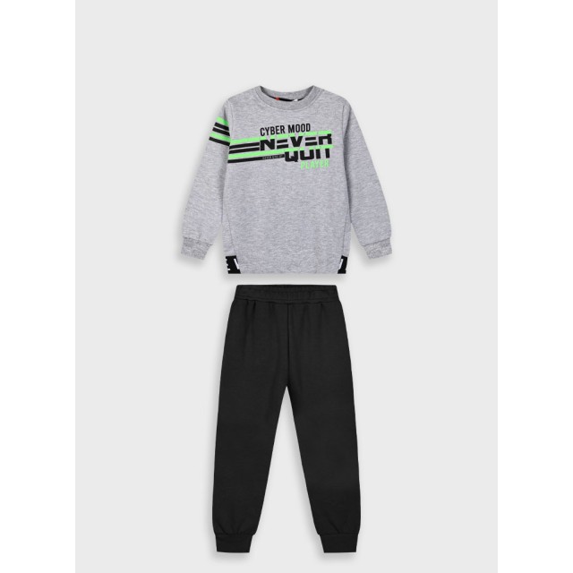 Fleece tracksuit set for boys | GREY MELANGE