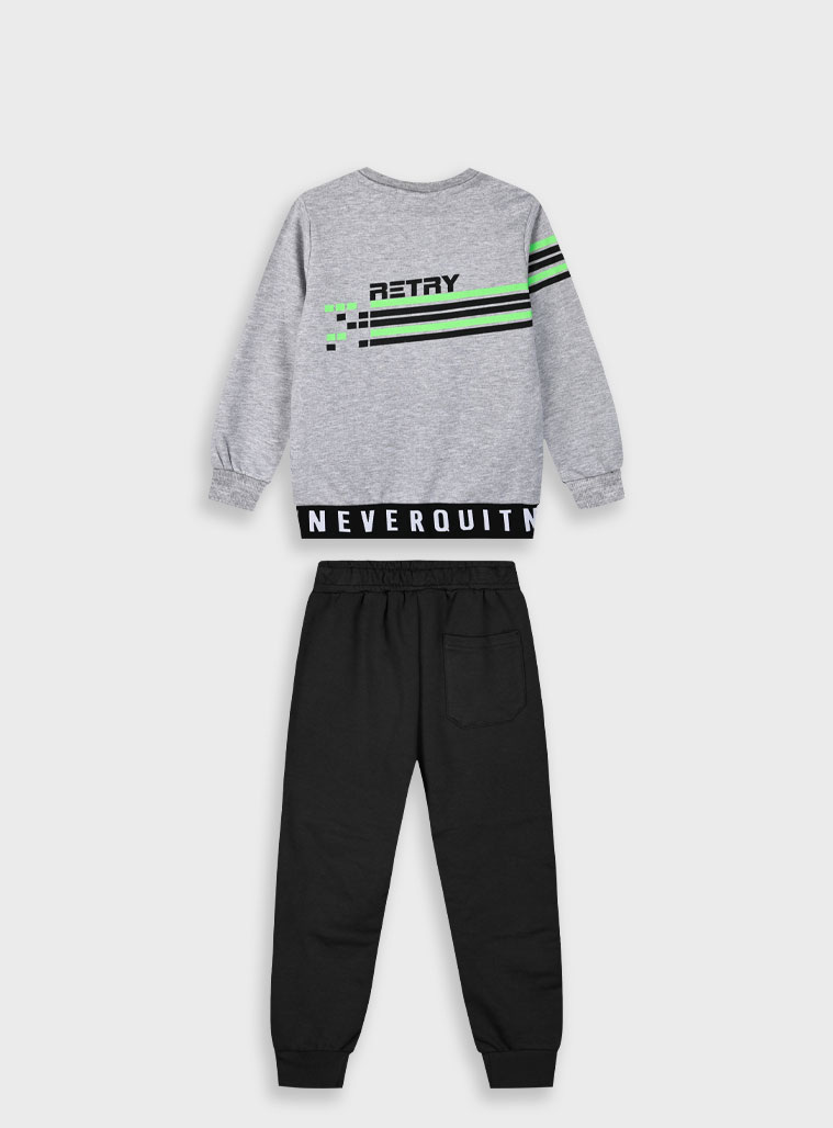 Fleece tracksuit set for boys | GREY MELANGE