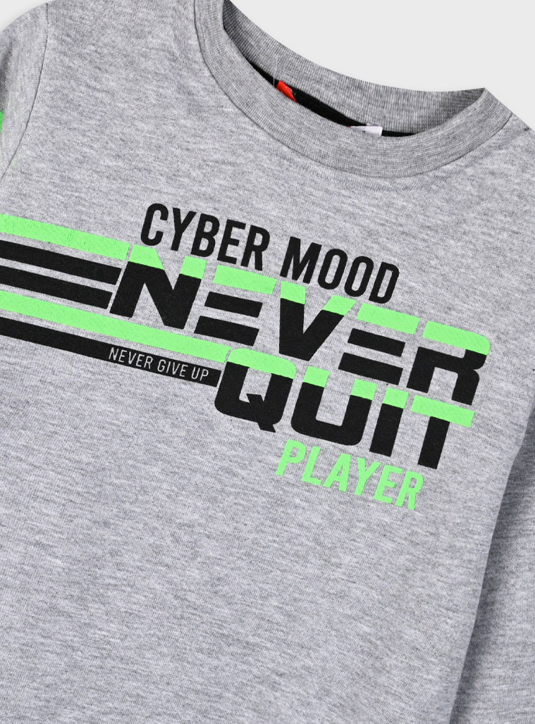 Fleece tracksuit set for boys | GREY MELANGE