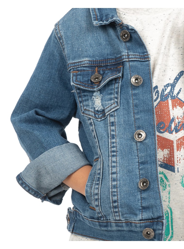 Τζην μπουφάν με καταστροφές για αγόρι | ΜΠΛΕ ΤΖΗΝ