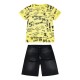 Boy΄s set with shirt, denim bermuda, and suspenders | YELLOW