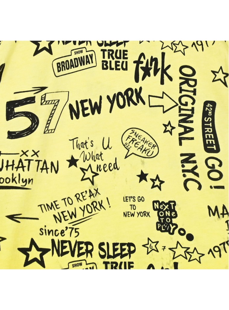 Boy΄s set with shirt, denim bermuda, and suspenders | YELLOW