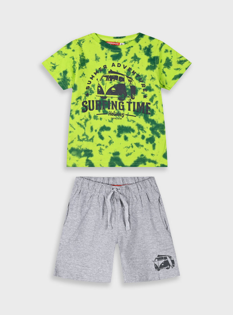 Set with printed t-shirt for boys | GREY MELANGE