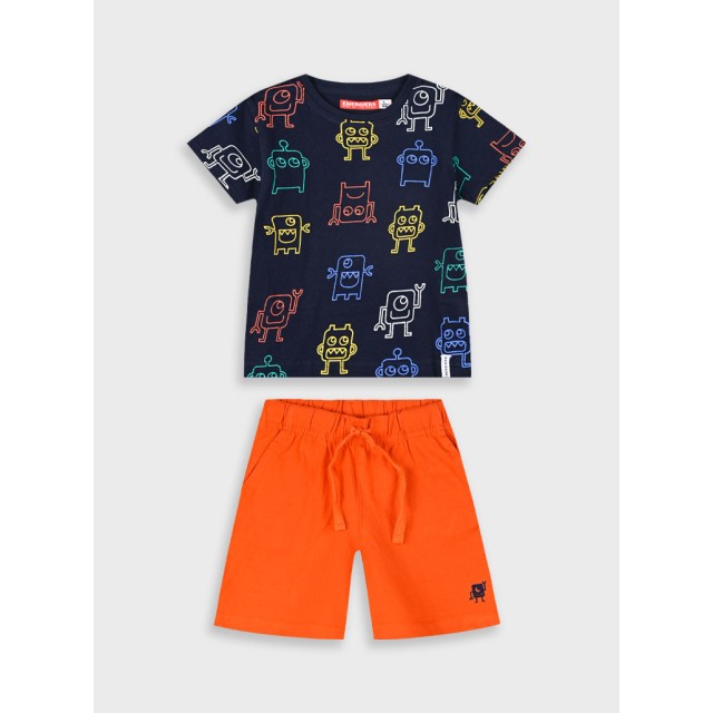 Set with printed t-shirt for boys | ORANGE