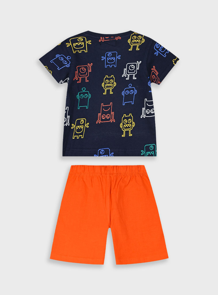 Set with printed t-shirt for boys | ORANGE