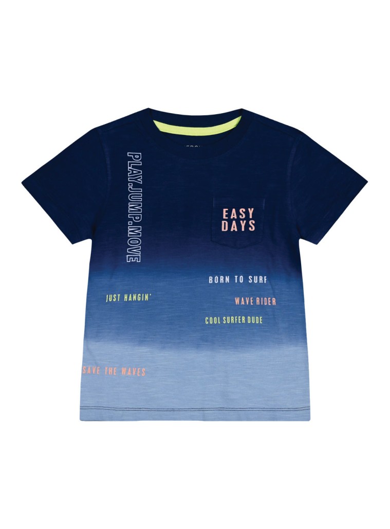 Kοντομάνικη μπλούζα ντεγκραντέ και τυπώματα για αγόρι | ΜΠΛΕ