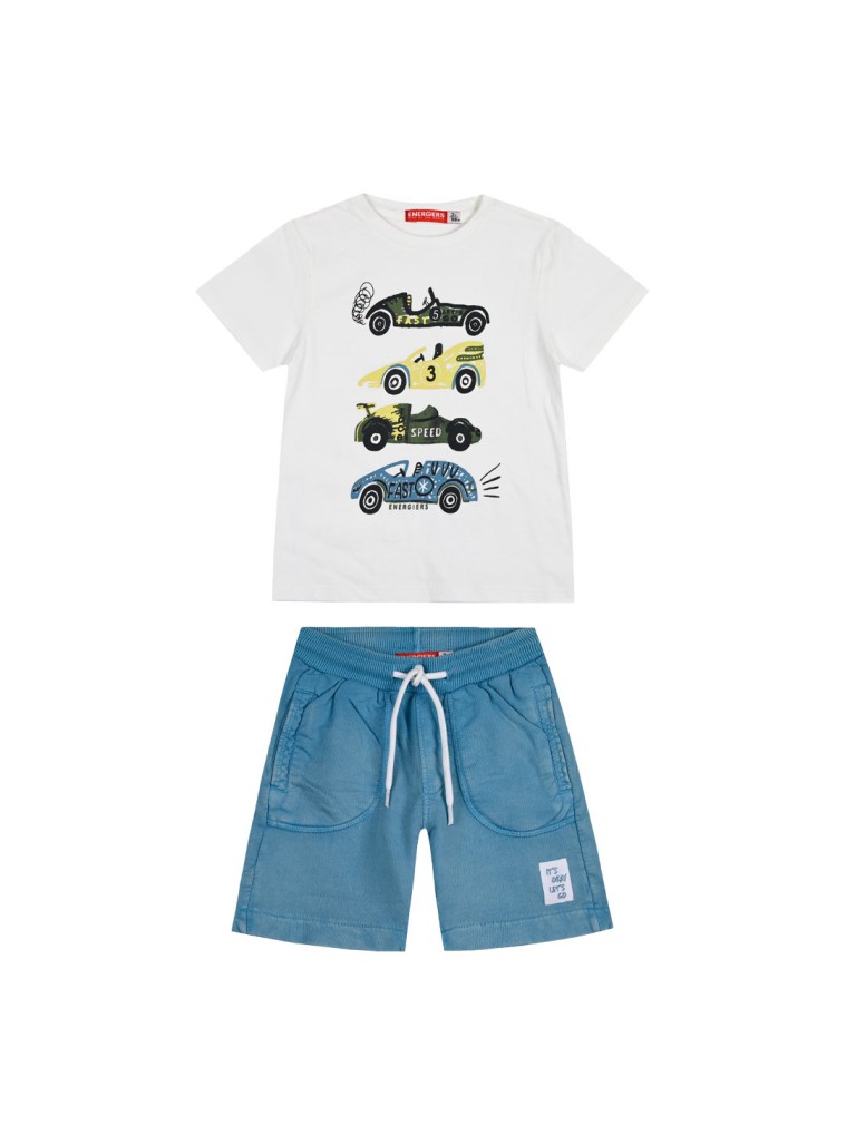 Παιδικό σετ αχνούδιαστο φούτερ 2 τεμάχια με τύπωμα στην μπλούζα για αγόρι | ΓΑΛΑΖΙΟ