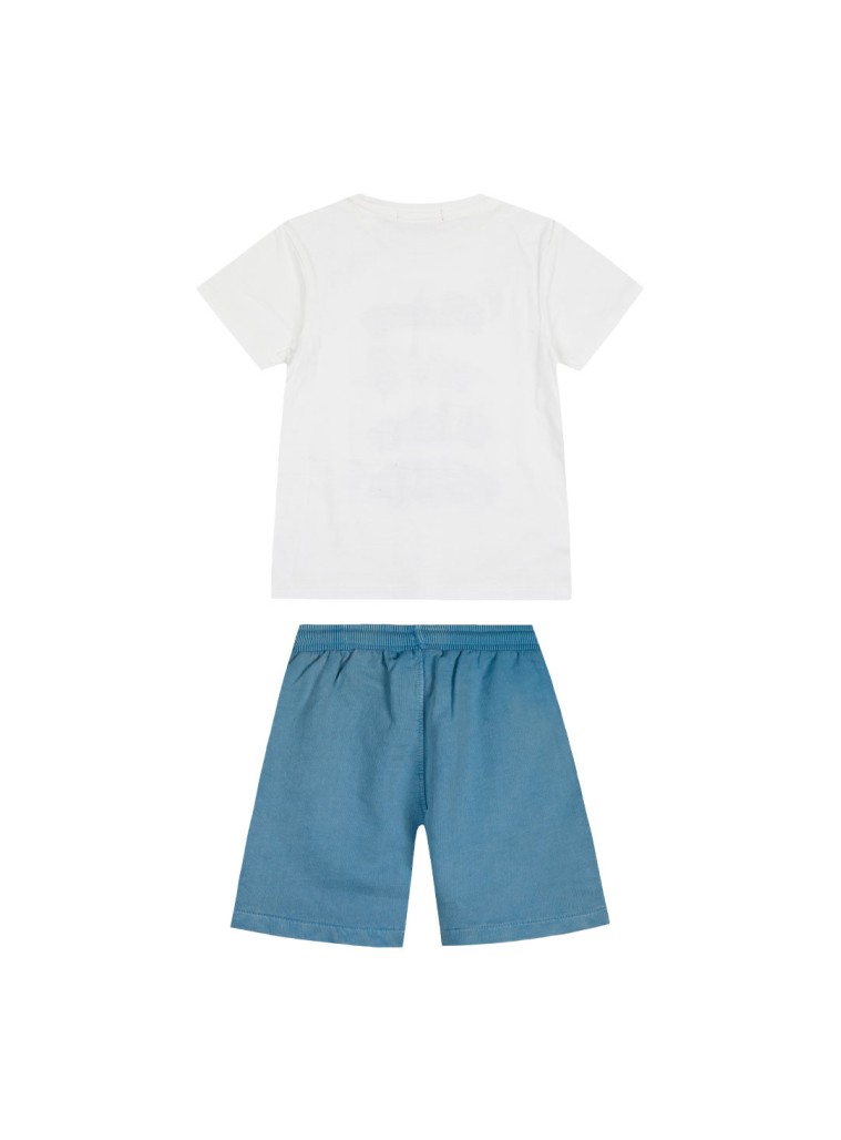 Παιδικό σετ αχνούδιαστο φούτερ 2 τεμάχια με τύπωμα στην μπλούζα για αγόρι | ΓΑΛΑΖΙΟ