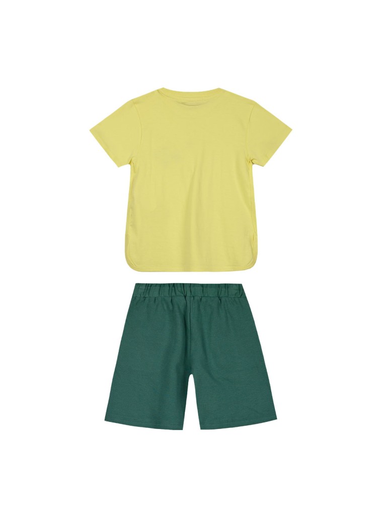 Boy΄s jersey set with print on the shirt and bermuda | PETROL