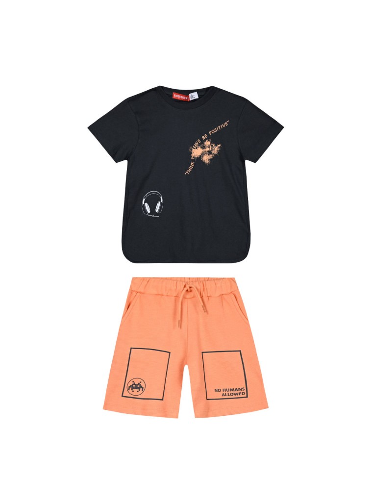 Παιδικό μακό σετ 2 τεμάχια με τύπωμα στην μπλούζα και στην βερμούδα για αγόρι | ΒΕΡΥΚΟΚΚΙ