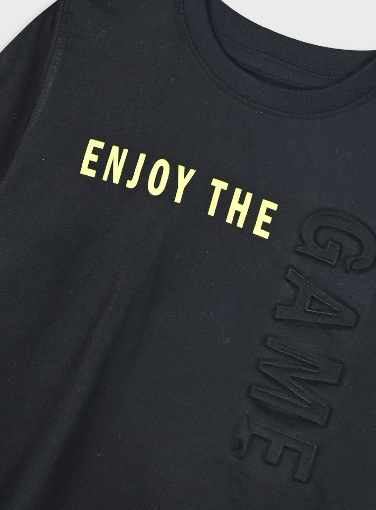 Μπλούζα με ανάγλωφο τύπωμα για αγόρι | ΜΑΥΡΟ