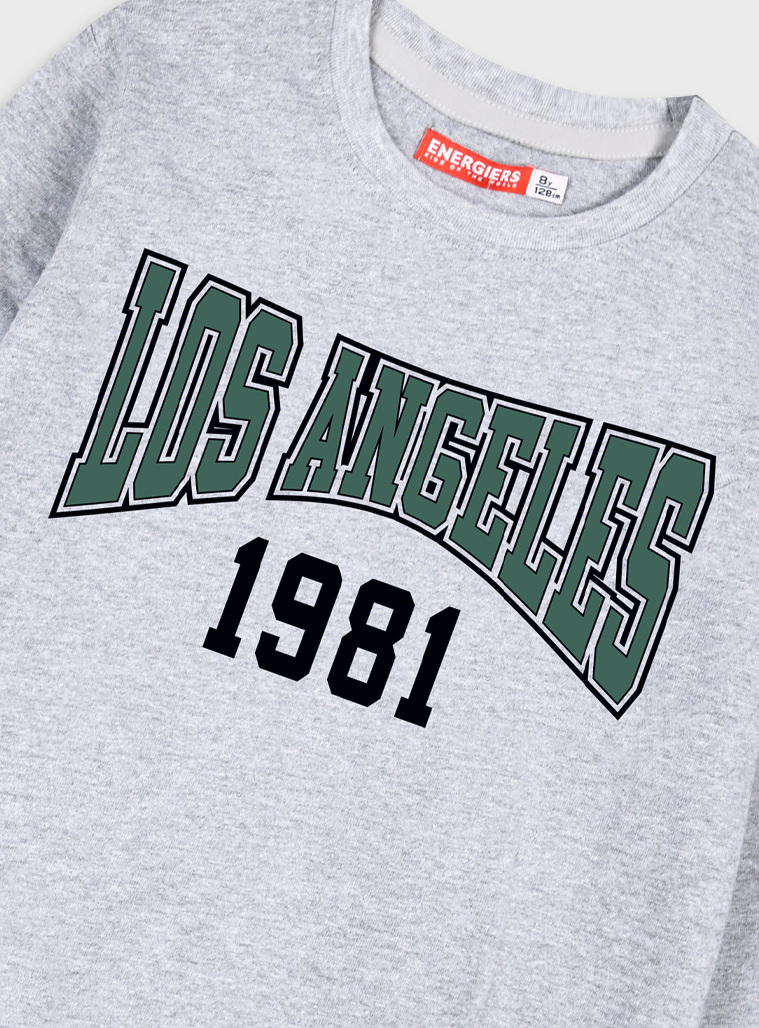 Boys΄ Mako Print Cotton T-Shirt | GREY MELANGE