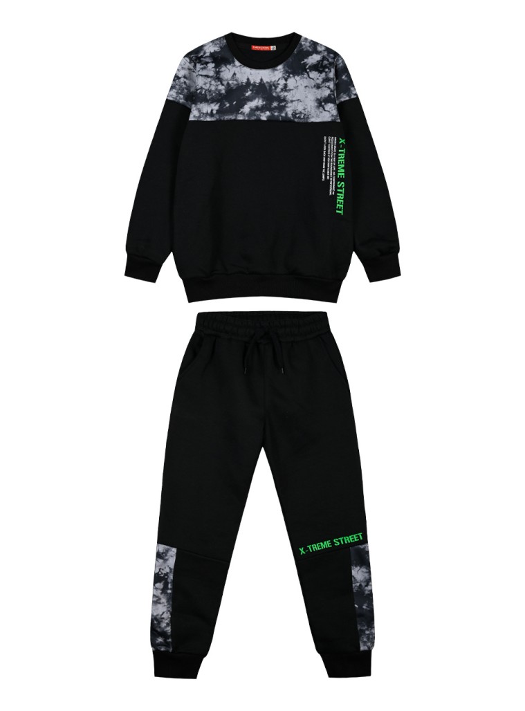 Φούτερ φόρμα με τύπωμα για αγόρι | ΜΑΥΡΟ