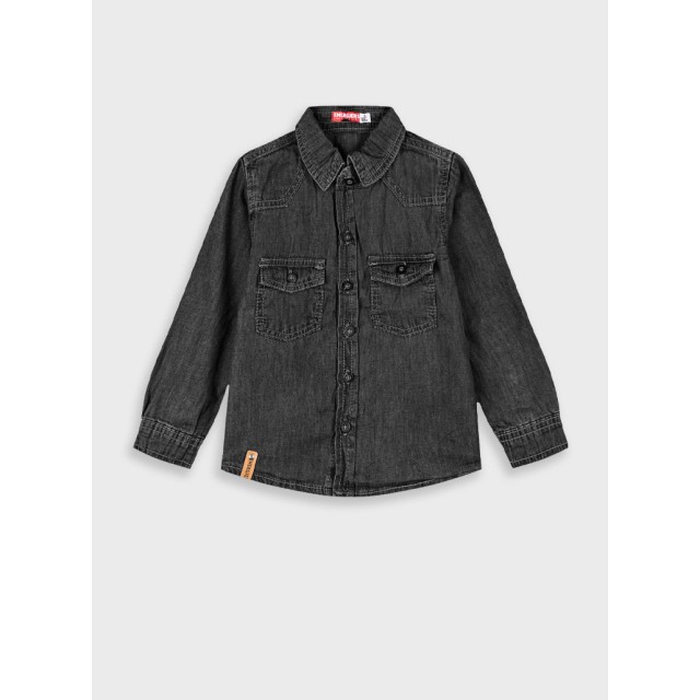 Denim button up shirt for boys | BLACK DENIM