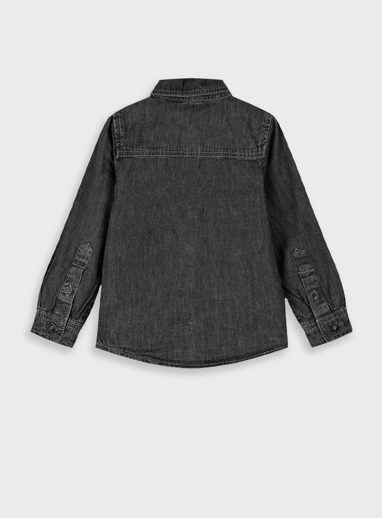 Denim button up shirt for boys | BLACK DENIM