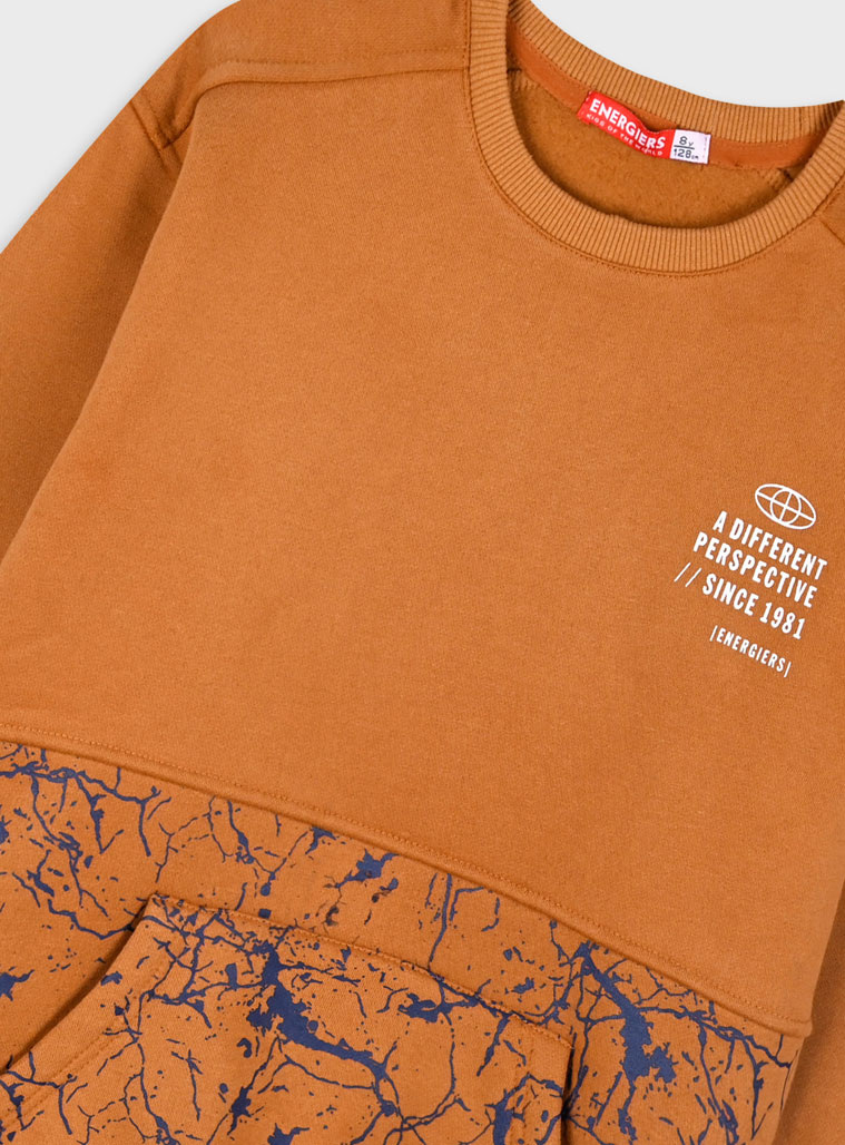 Printed fleece pullover for boys | BRONZE Printed fleece pullover for boys | BRONZE