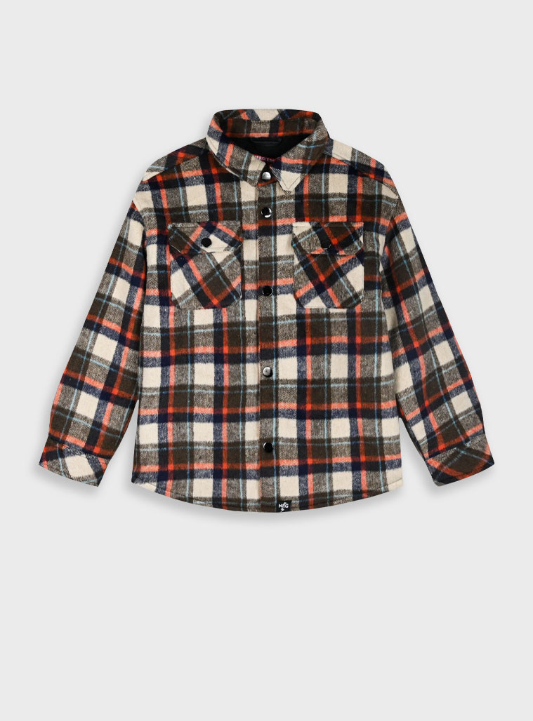 Checkered overshirt with snaps and pockets for boys | CHECK