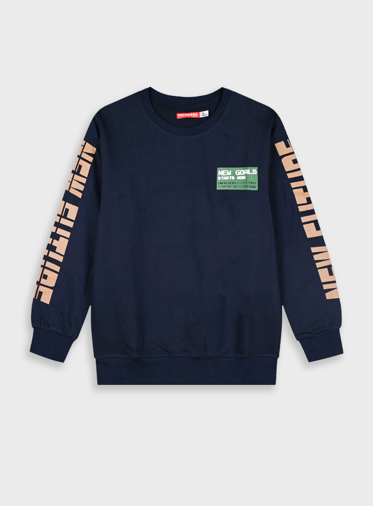 Fleece sweatshirt with prints for boys | NAVY