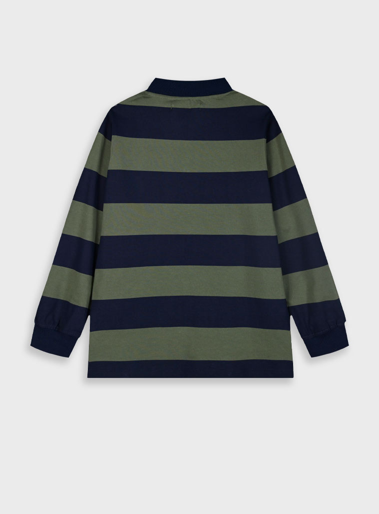 Stripped long sleeve polo for boys | KHAKI