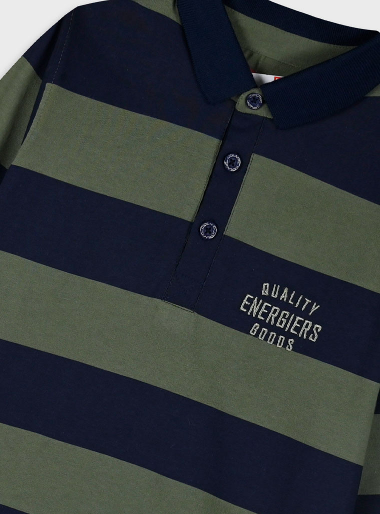 Stripped long sleeve polo for boys | KHAKI