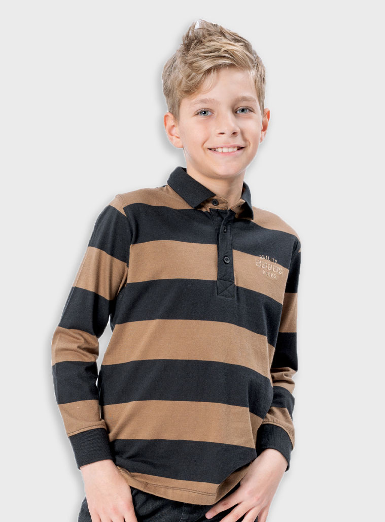 Ριγέ μακρυμάνικο πόλο για αγόρι | ΚΑΜΗΛΟ