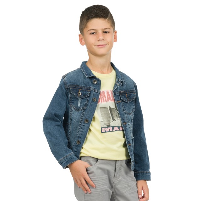 Boy΄s ripped jean jacket | BLUE DENIM