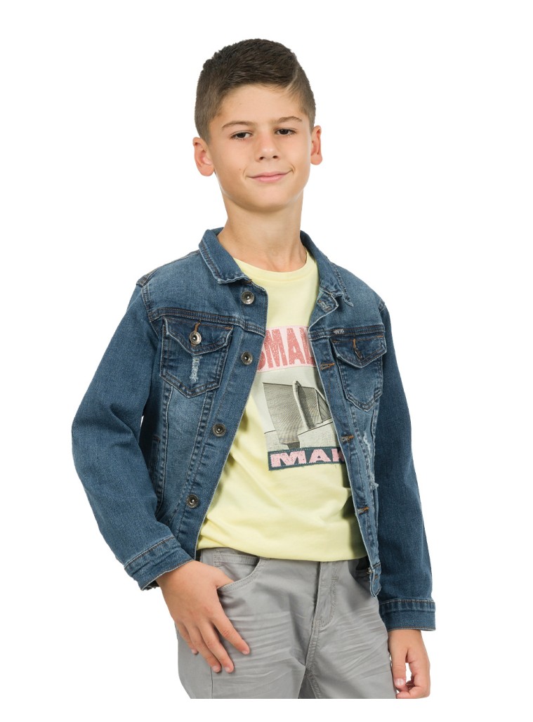 Boy΄s ripped jean jacket | BLUE DENIM