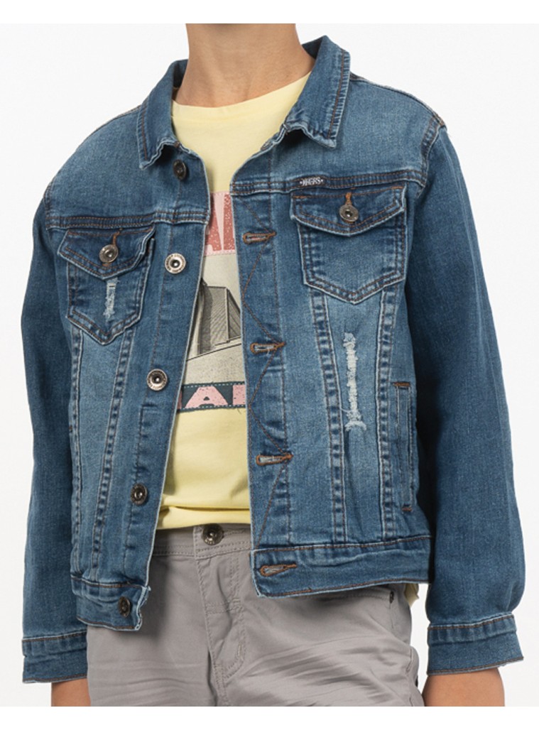 Boy΄s ripped jean jacket | BLUE DENIM
