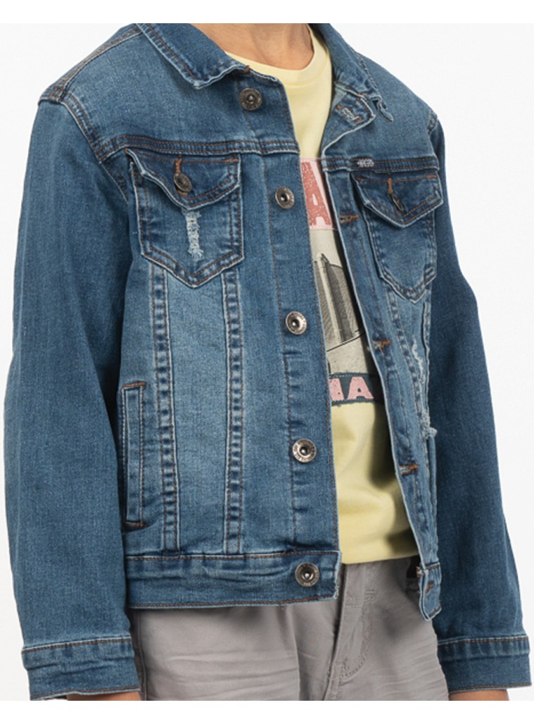 Boy΄s ripped jean jacket | BLUE DENIM
