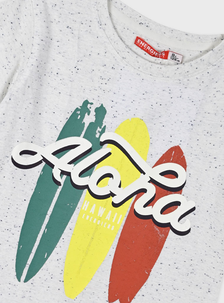 Jersey t-shirt with print for boys | ECRU