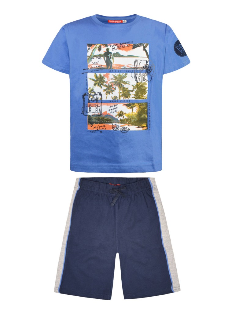 Jersey set print palm trees | NAVY